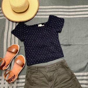 Shirred Strapless Crop Top